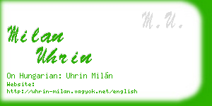 milan uhrin business card